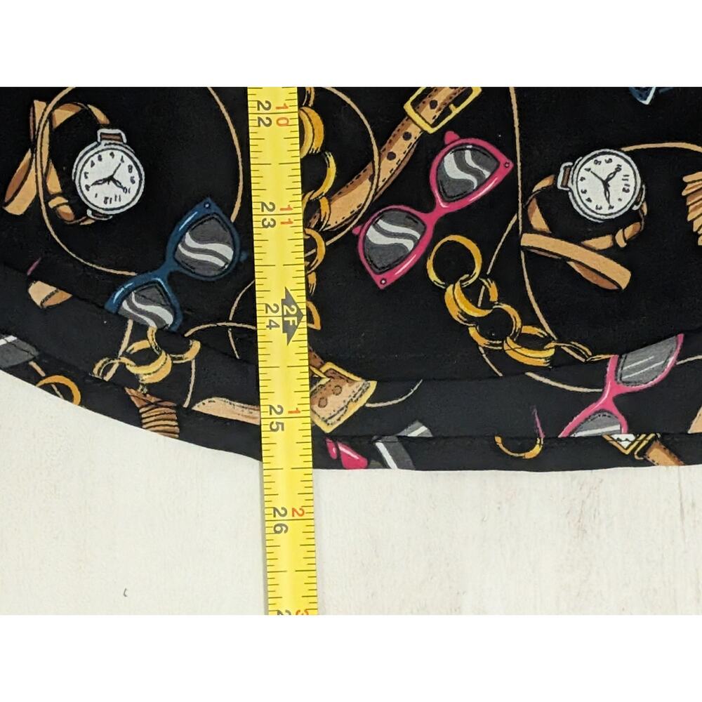 Apt. 9 XS Black Novelty Print Blouse Chain Sunglasses Lipstick Button Front XS - Picture 10 of 10